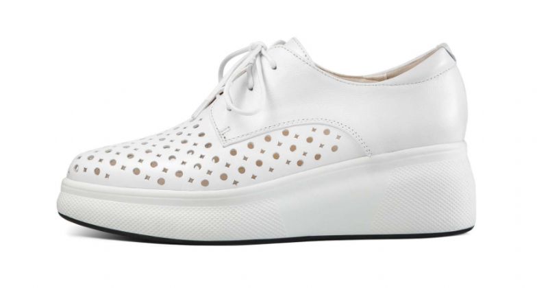 Asiloe Dames Casual Leren Platform Zwarte Schoenen - Wit