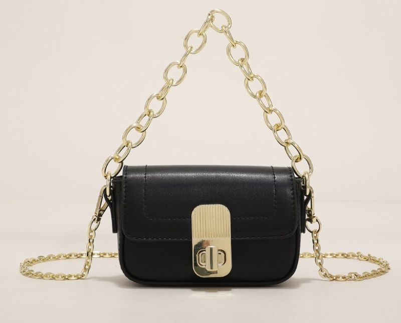 Asrael Dames Mini Leren Flap Handtas - Zwart
