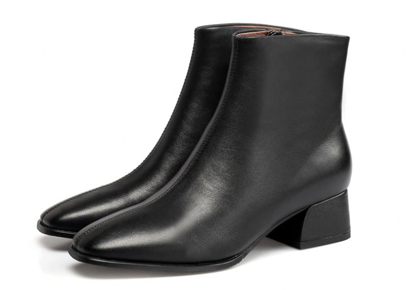 Astor Dames Leren Enkel Zwarte Laarzen - Zwart