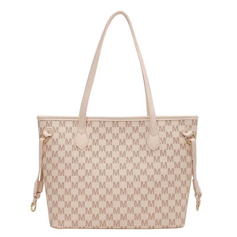 Audrey Dames Designer Hoge Capaciteit Grote Schouder Handtas - Beige