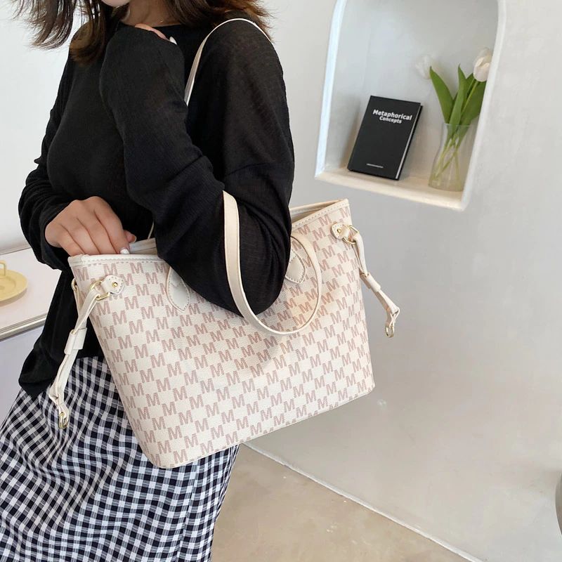 Audrey Dames Designer Hoge Capaciteit Grote Schouder Handtas - Beige