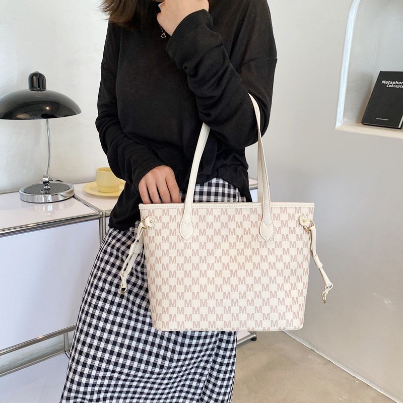 Audrey Dames Designer Hoge Capaciteit Grote Schouder Handtas - Beige