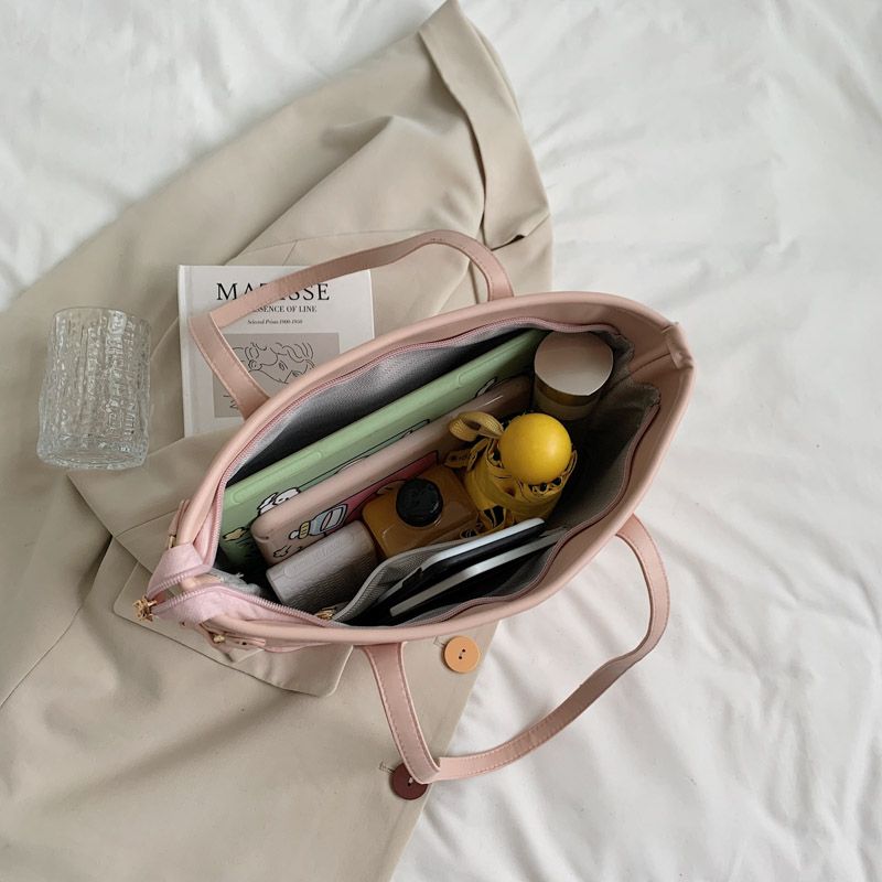 Audrey Dames Designer Hoge Capaciteit Grote Schouder Handtas - Beige