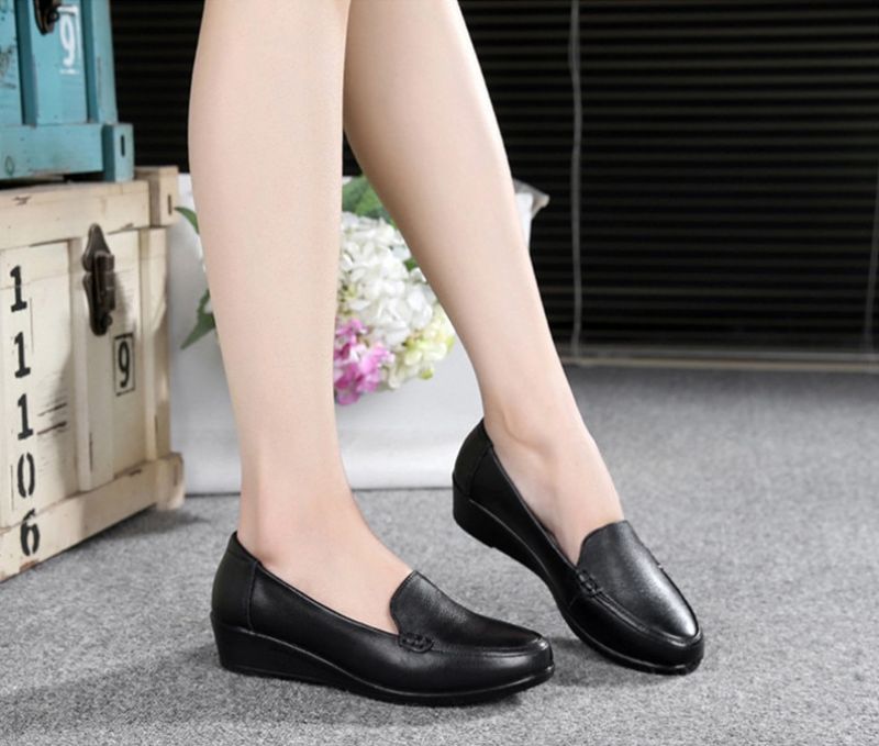 Aura Dames Leren Loafers - Zwart