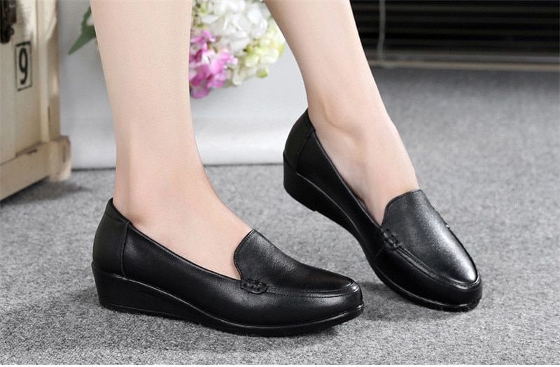 Aura Dames Leren Loafers - Zwart
