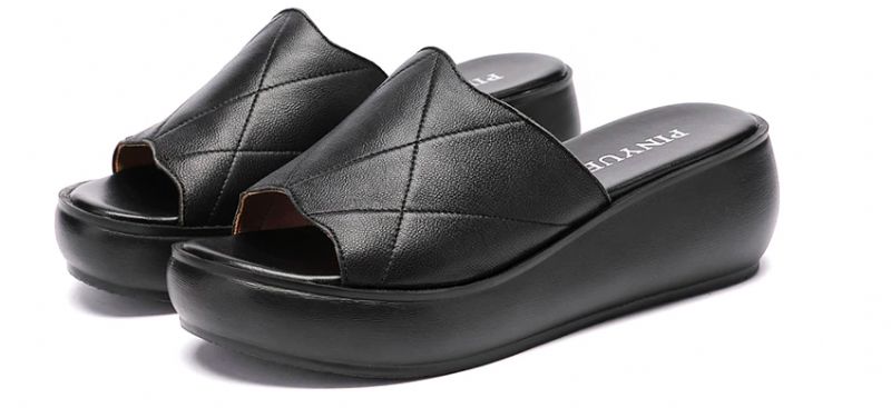 Aurora Dames Platform Slipper - Zwart