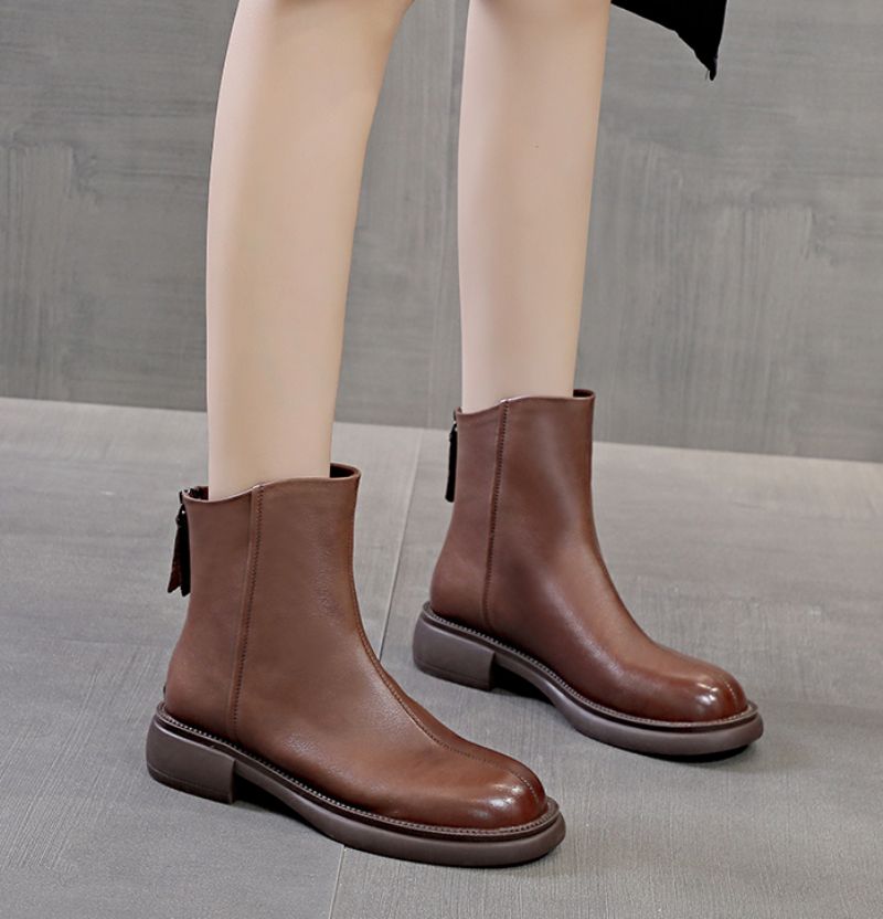 Azua Dames Leather Boots - Bruin Bont