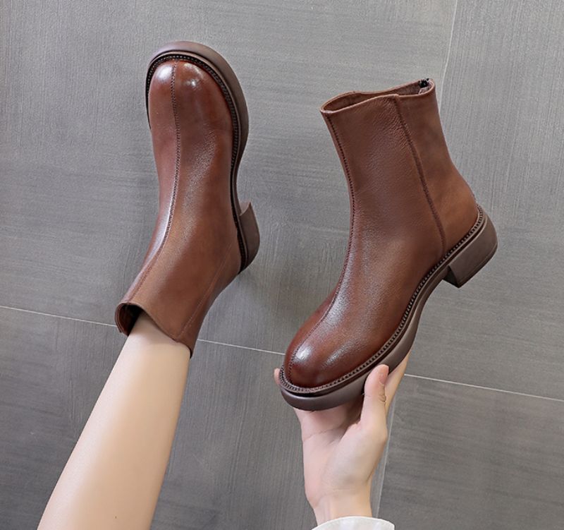 Azua Dames Leather Boots - Bruin Bont