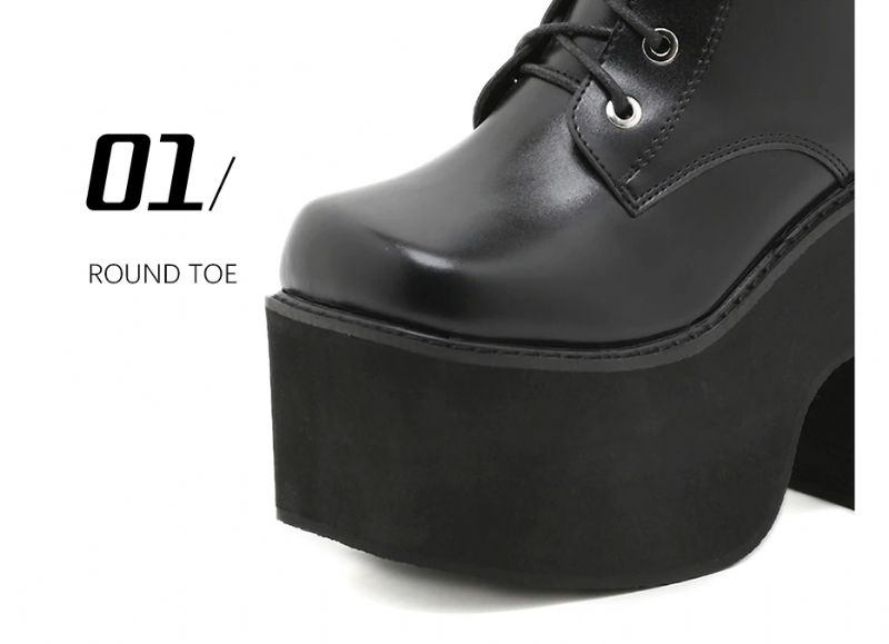 Azumi Dames Platform Halfhoge Laarzen - Zwart