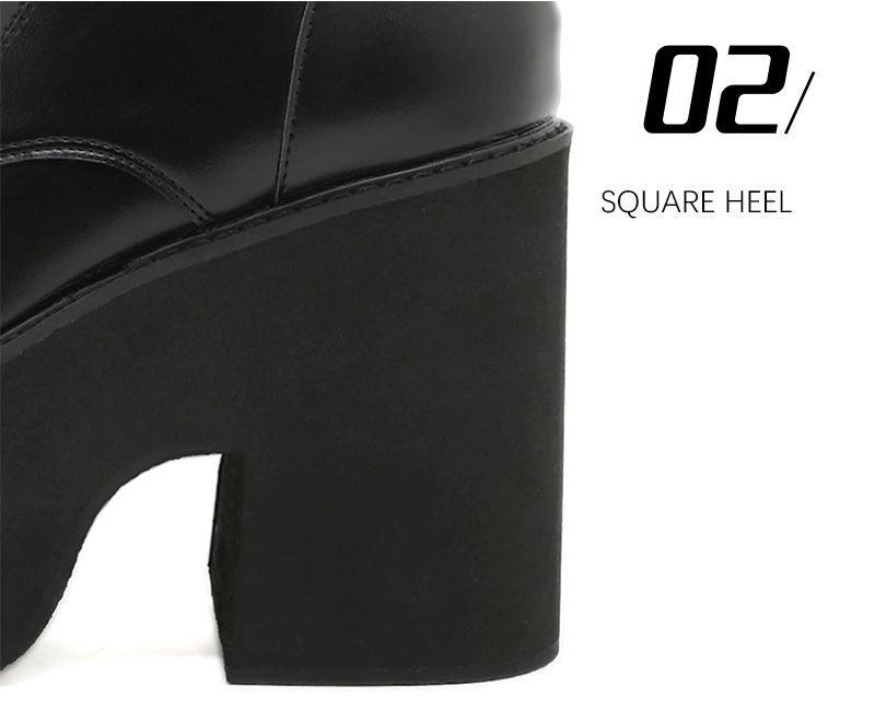 Azumi Dames Platform Halfhoge Laarzen - Zwart