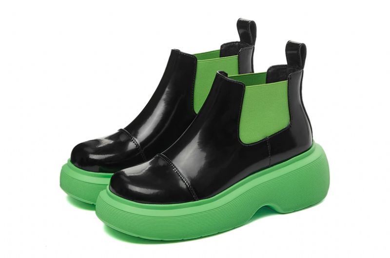 Bahiti Dames Winter Elastische Band Laarsjes - Groen Zonder Bont