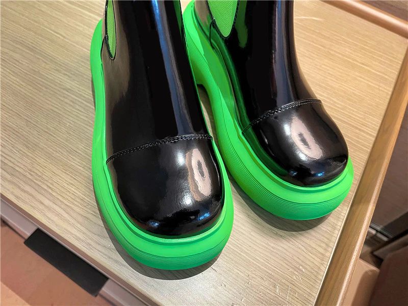 Bahiti Dames Winter Elastische Band Laarsjes - Groen Zonder Bont