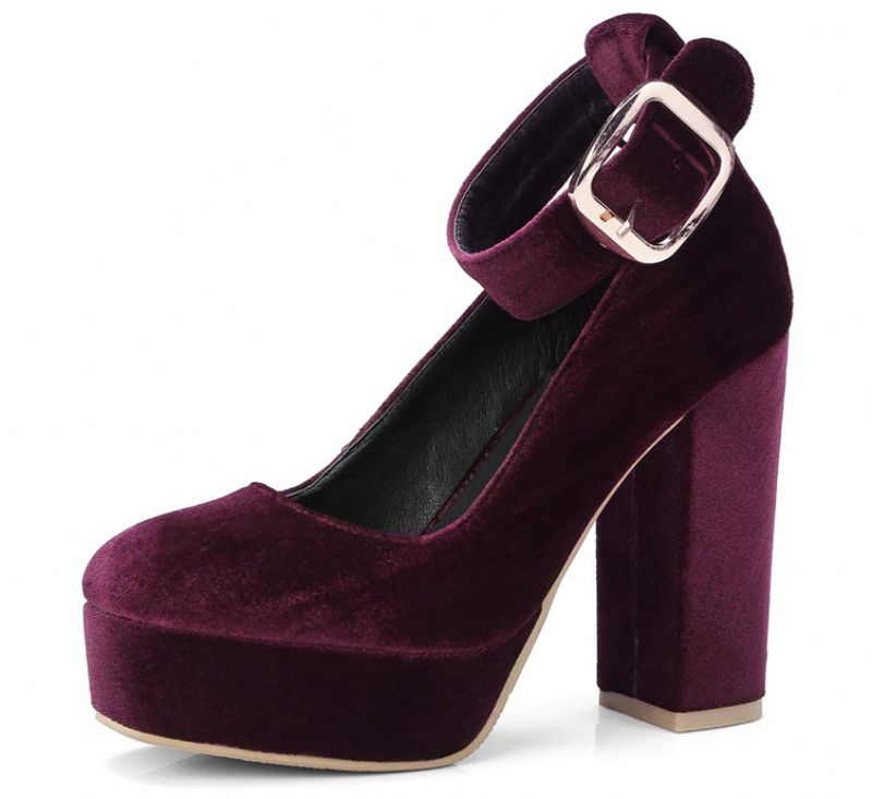 Baiden Dames Fluwelen Hoge Hakken Schoenen - Zwart