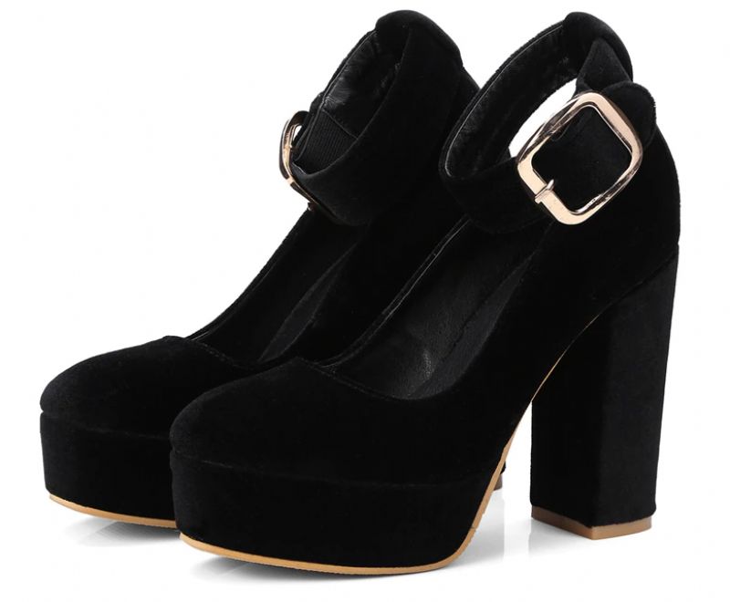 Baiden Dames Fluwelen Hoge Hakken Schoenen - Zwart