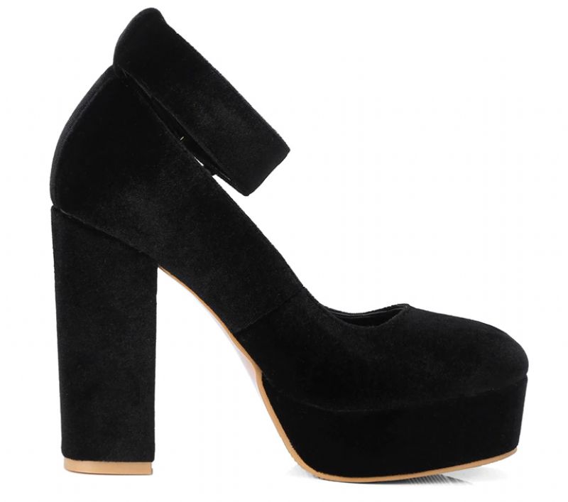 Baiden Dames Fluwelen Hoge Hakken Schoenen - Zwart