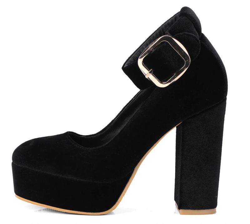 Baiden Dames Fluwelen Hoge Hakken Schoenen - Zwart