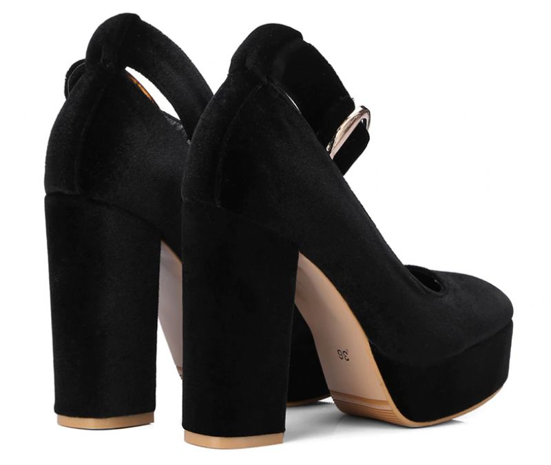 Baiden Dames Fluwelen Hoge Hakken Schoenen - Zwart
