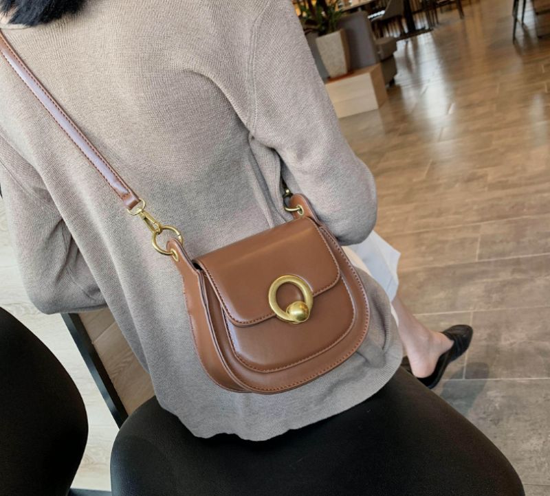 Baldez Handtas Voor Dames Effen Kleur Mode Leren Tassen - Bruin