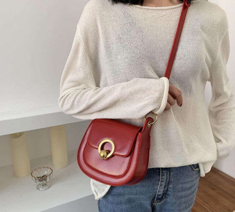Baldez Handtas Voor Dames Effen Kleur Mode Leren Tassen - Bruin