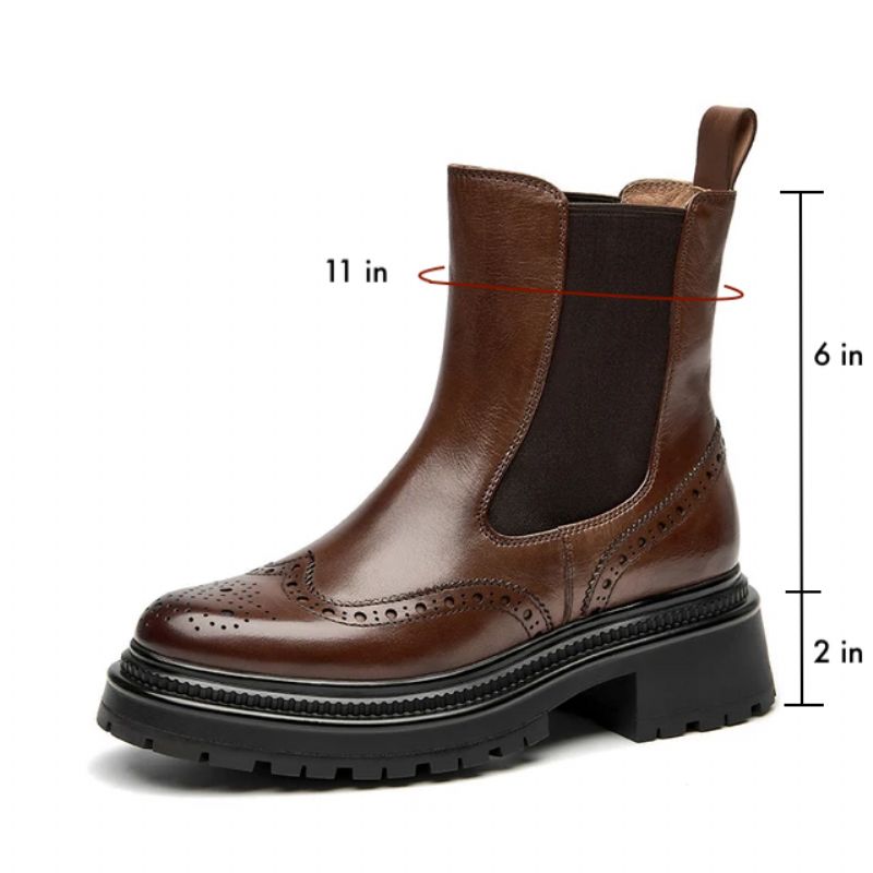 Barbara Dames Brogue Chelsea Laarzen - Koffie