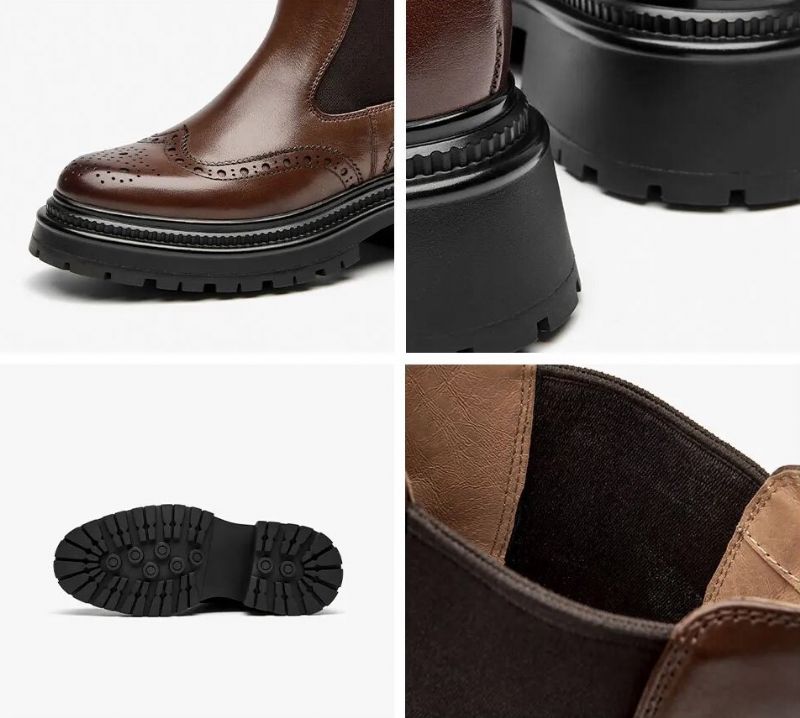 Barbara Dames Brogue Chelsea Laarzen - Koffie