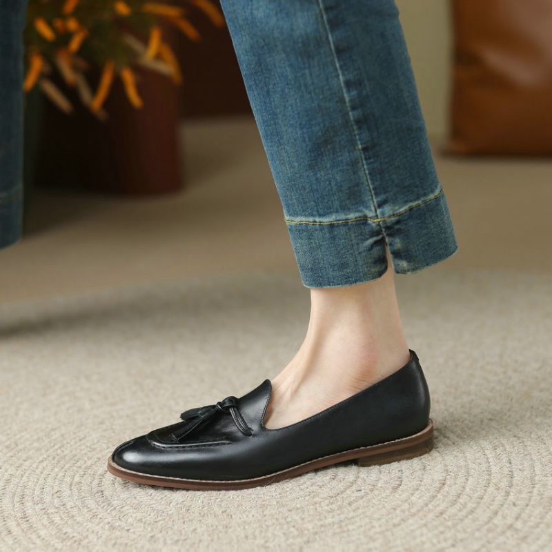 Barbara Dames Casual Platte Schoenen Loafers - Zwart