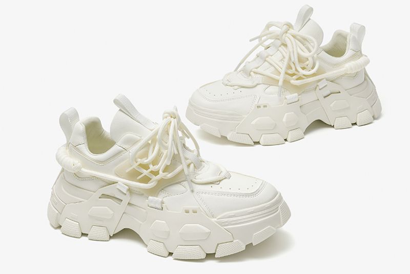 Barbara Dames Leren Platform Sneaker - Beige