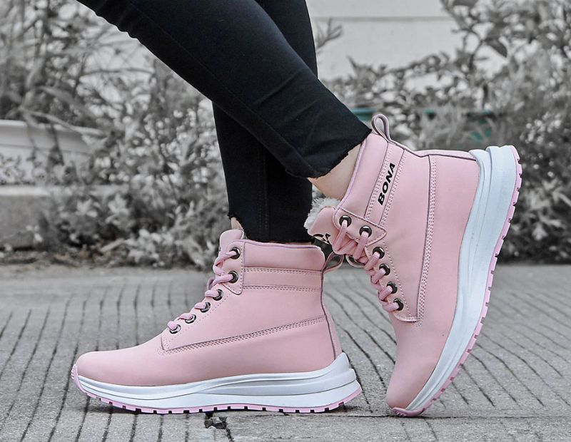 Basilio Dames Hoogwaardige Pluche Warme Sneaker - Roze