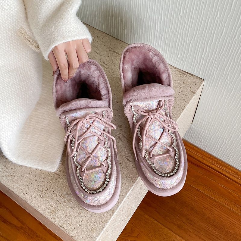 Beata Dames Winter Warme Outdoor Casual Enkellaarsjes - Roze