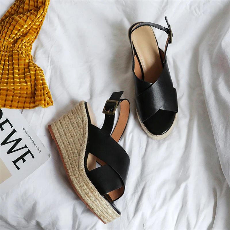 Bela Dames Platform Wedges Sandalen - Zwart