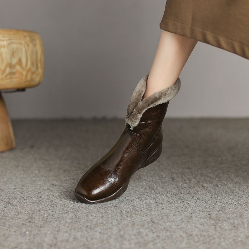 Belen Dames Enkel Wollen Leren Laarzen - Zwart