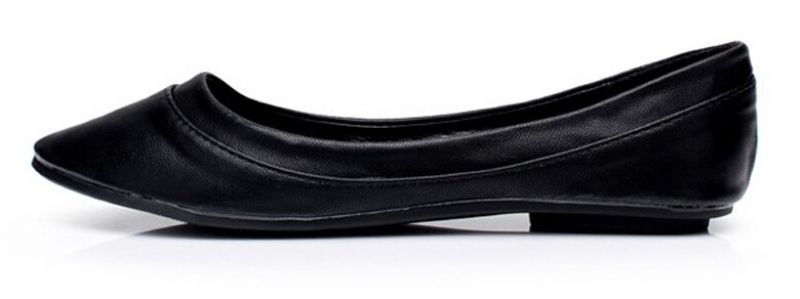 Belinda Dames Puntige Teen Platte Schoenen - Zwart