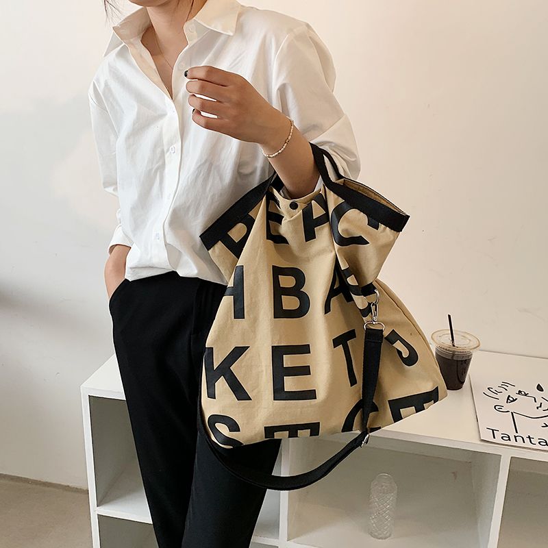 Belya Dames Canvas Schouder Handtas - Wit