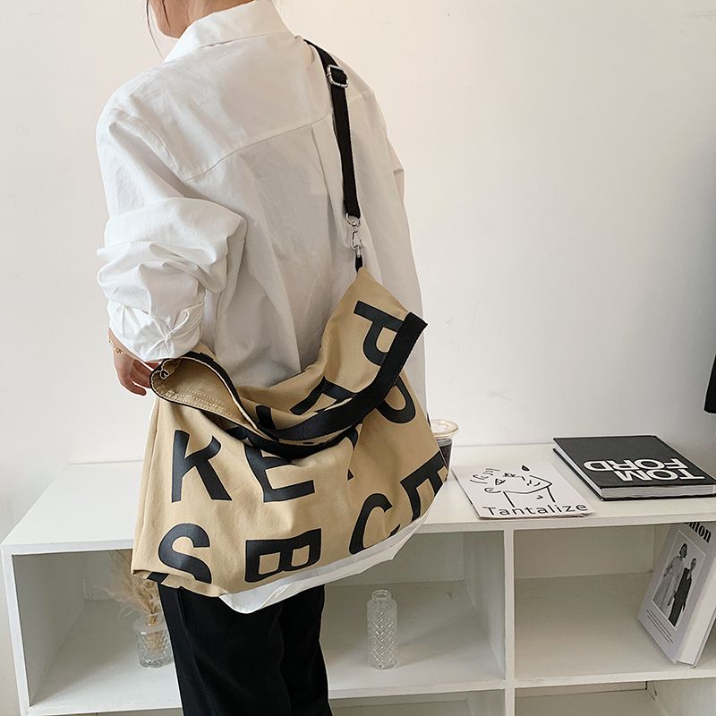 Belya Dames Canvas Schouder Handtas - Wit