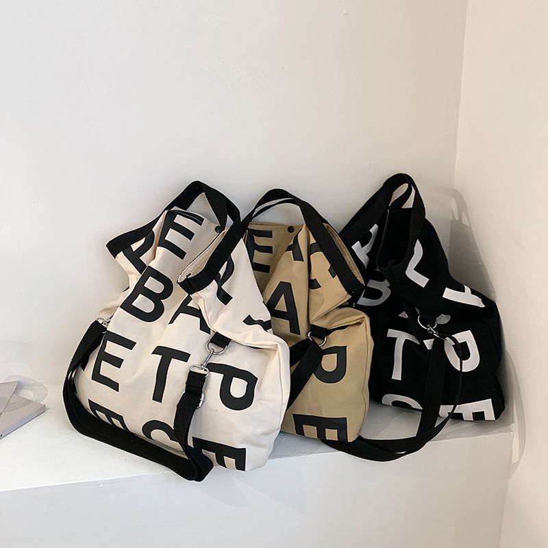 Belya Dames Canvas Schouder Handtas - Wit