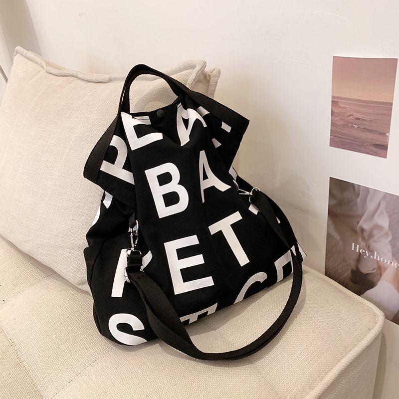 Belya Dames Canvas Schouder Handtas - Wit