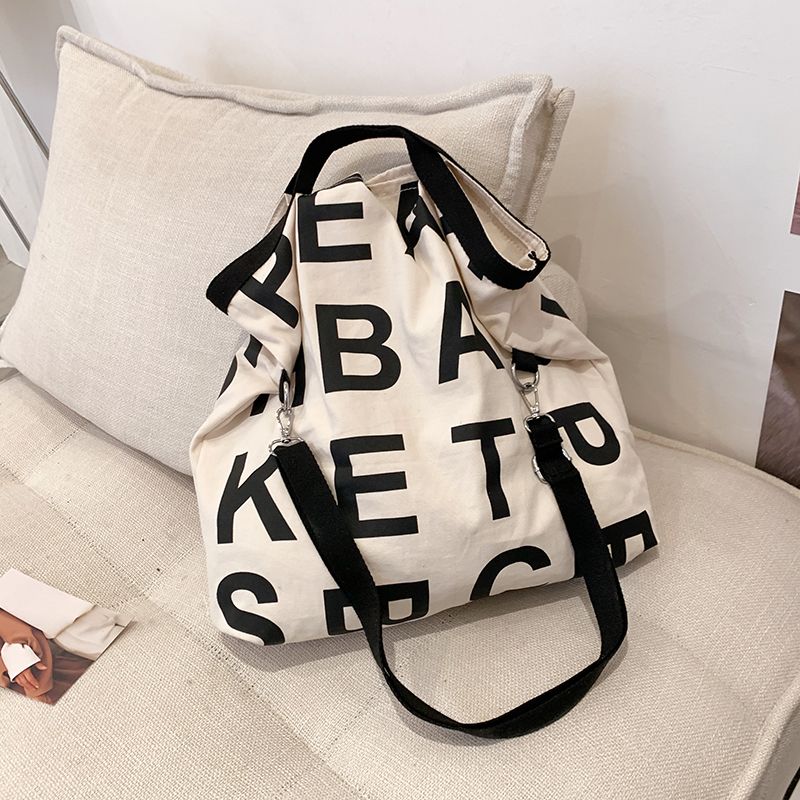 Belya Dames Canvas Schouder Handtas - Wit