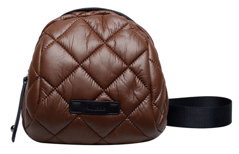 Benia Dames Kleine Gewatteerde Leren Handtas - Bruin