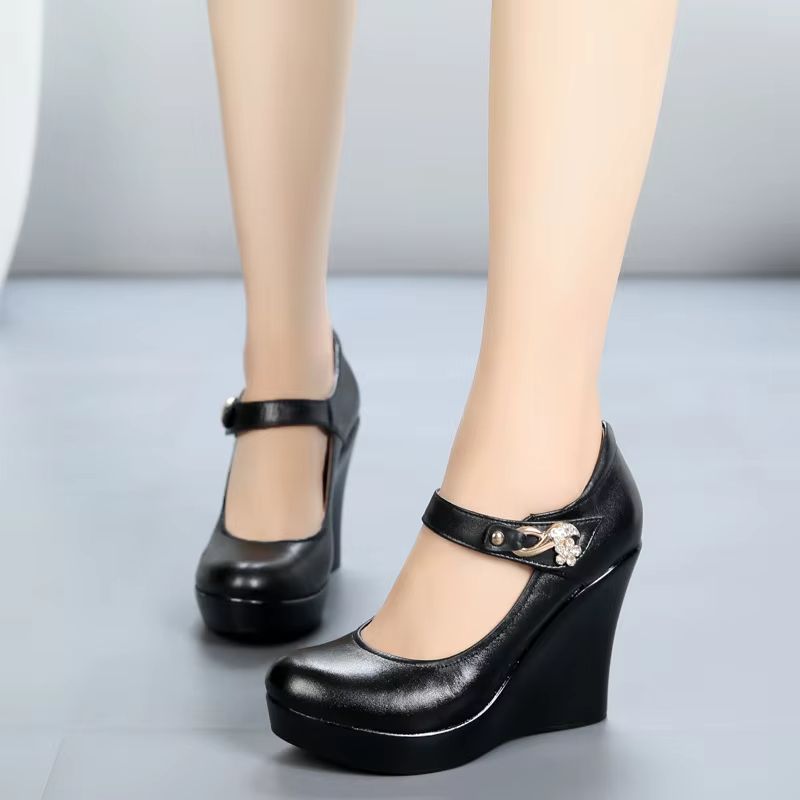 Berny Dames Platform Wedges - Zwarte hak 4
