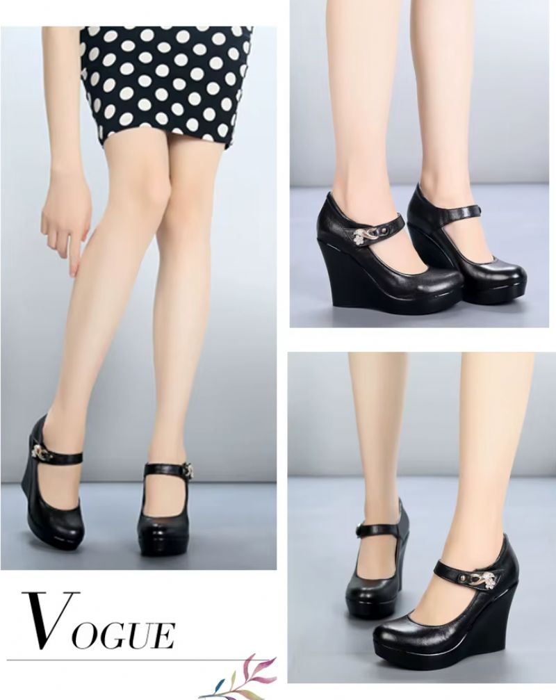 Berny Dames Platform Wedges - Zwarte hak 4