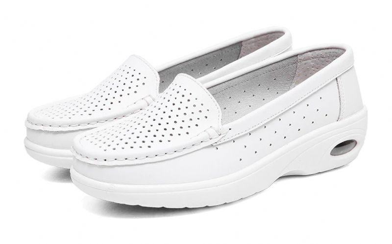 Berta Dames Comfortabele Ademende Loafer Schoenen - Wit