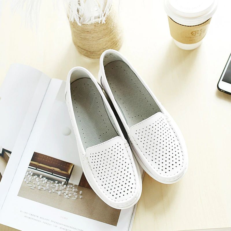 Berta Dames Comfortabele Ademende Loafer Schoenen - Wit
