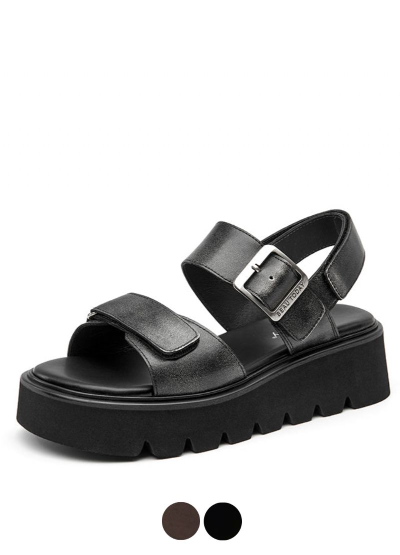 Berta Dames Leren Platte Sandalen