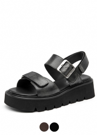 Berta Dames Leren Platte Sandalen