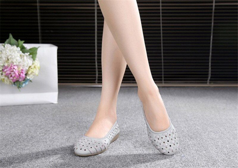 Bertha Dames Platte Instappers Leren Schoenen - Zwart
