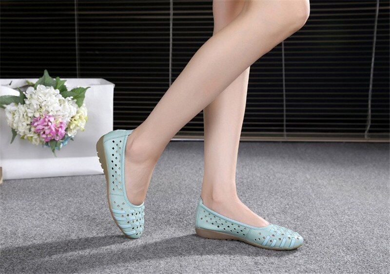 Bertha Dames Platte Instappers Leren Schoenen - Zwart