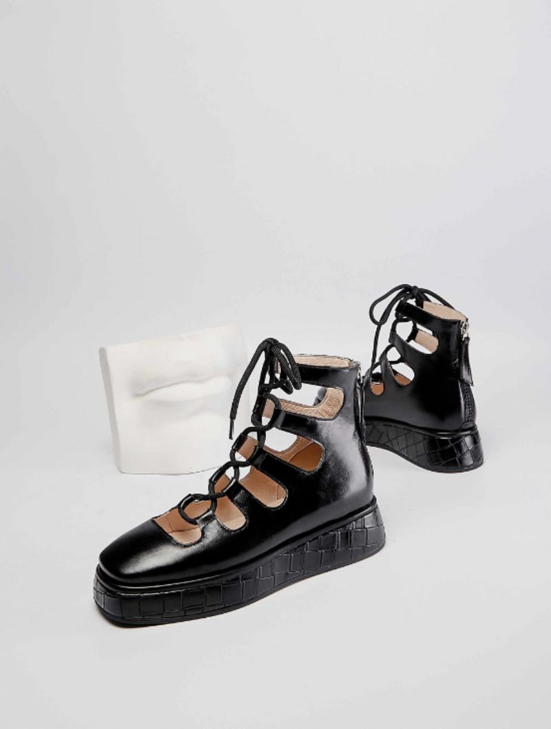 Betsey Dames Platform Zwarte Schoenen - Zwart