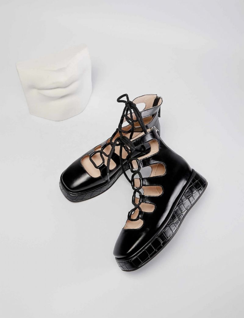 Betsey Dames Platform Zwarte Schoenen - Zwart