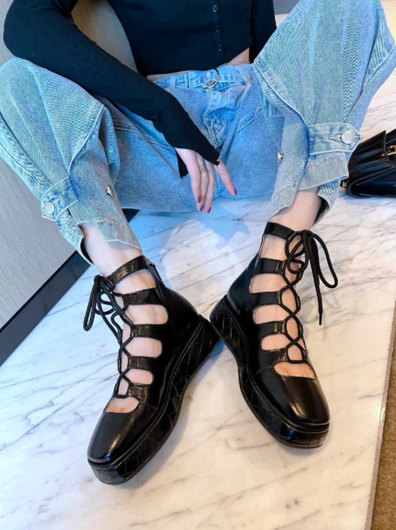 Betsey Dames Platform Zwarte Schoenen - Zwart