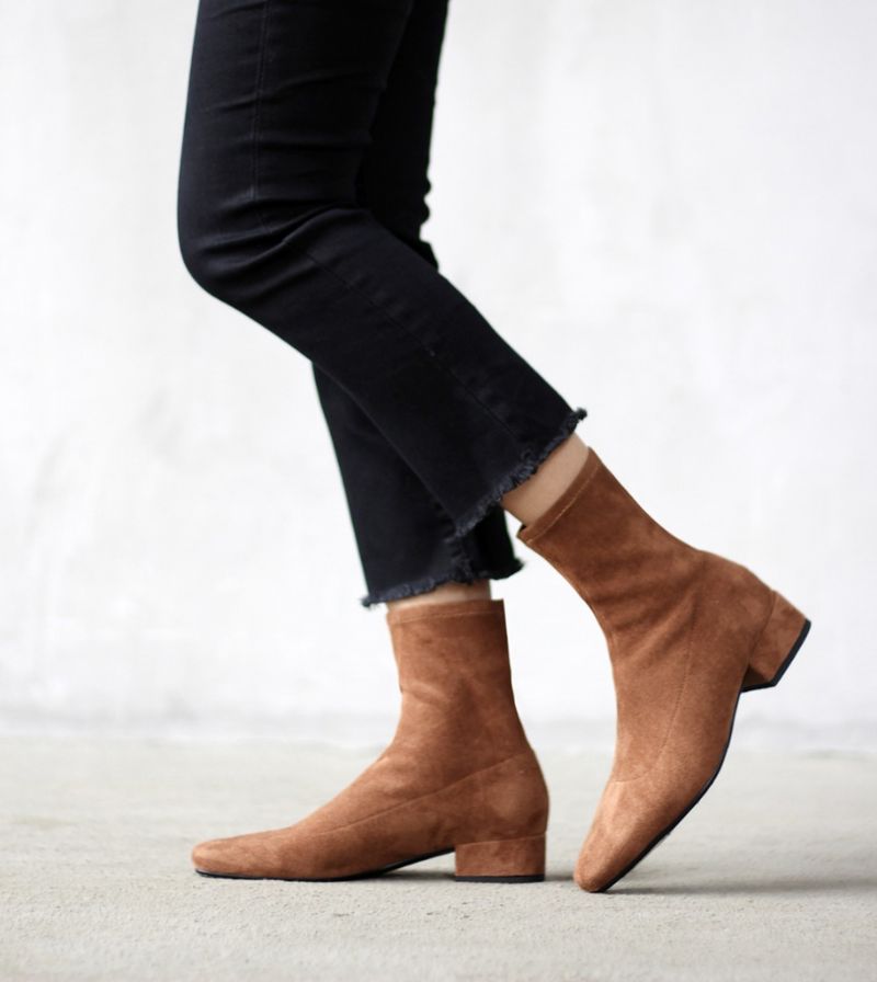 Bevin Dames Velvet Stretch Boots - khaki